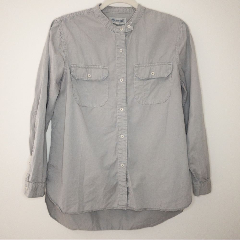Madewell Button Down Collarless cargo shirt M